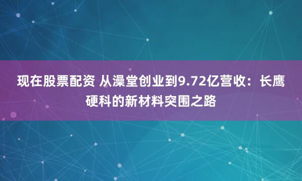 现在股票配资 从澡堂创业到9.72亿营收：长鹰硬科的新材料突围之路