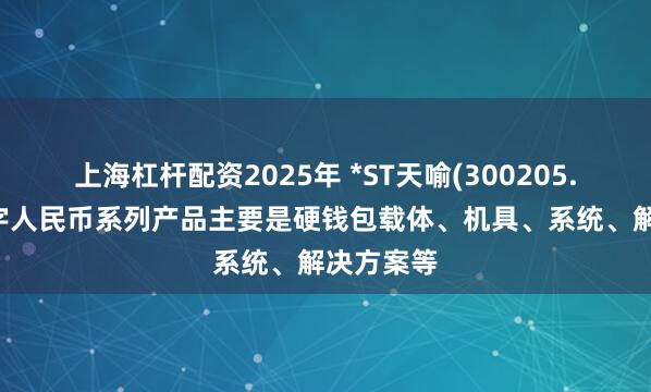 上海杠杆配资2025年 *ST天喻(300205.SZ)：数字人民币系列产品主要是硬钱包载体、机具、系统、解决方案等